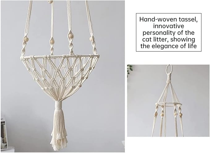 Handmade Cat Hammock Cat Dog Swing Hanging Bed Tassel Design Cat Nest Indoor Elegant Tapestry Decoration Pet Cat House Personality Home (Hammock E)