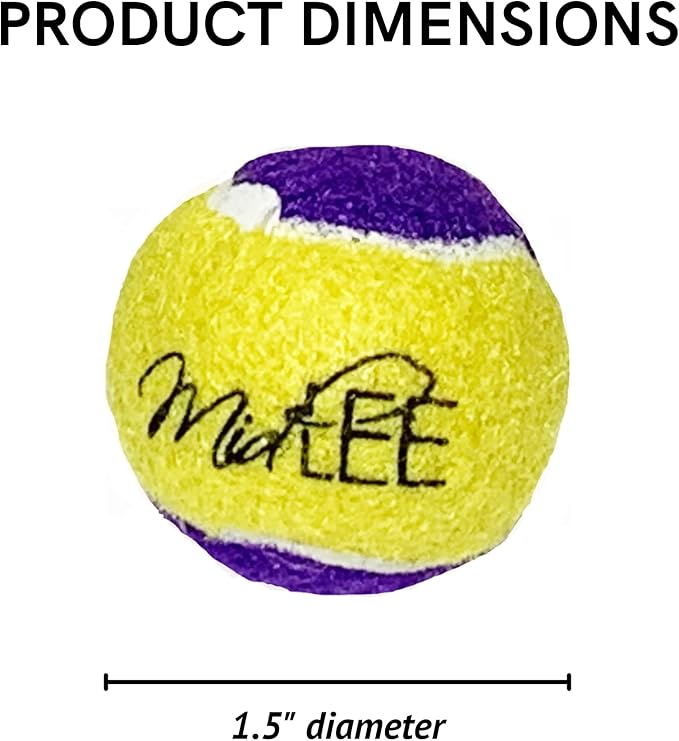 Midlee Squeaky Mini Tennis Ball for Dogs 1.5"- Pack of 12 (Yellow/Purple)