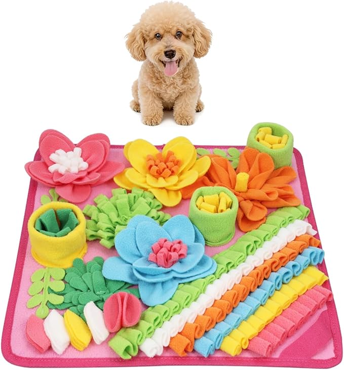 KeeKit Snuffle Mat for Dogs & Cats - Slow Feeding Mat for Small & Medium Breeds, Encourages Natural Foraging Skills, Durable Foraging Mat for Mental Stimulation, Pink