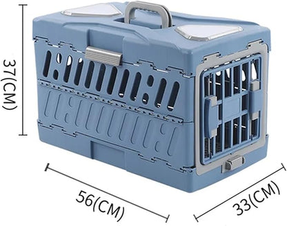 Portable Foldable Pet Kennel, Breathable Check-in Carrier for Cats and Small Dogs(Blue)