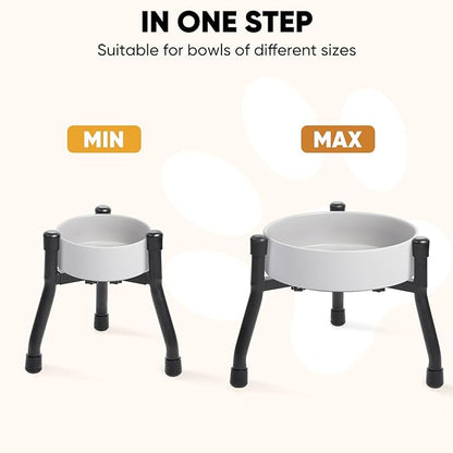 Elevated Dog Bowls [ 2 Pack ], Adjustable Metal Raised Raised Dog Bowl Stand for Medium & Large Dogs, Adjustable Wide 6.3"-10.2",3 Height Adjustment(Bowl Not Included)
