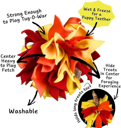 Chelsy's Toys 3-in-1 Enrichment Tube for Puppies - Tug Toy, Treat Dispenser & Snuffle Ball | Tug of War | Interactive Puppy Treat Puzzle for Small Dogs & Pup's| Wet/Freeze Teether(Orange)