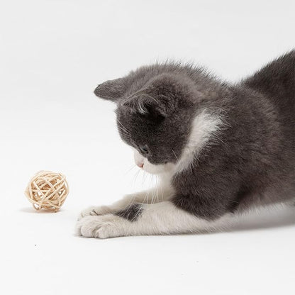 Cute Small Rattan-Ball Cat Toy Built-in-Bell Feather Cute Playing Training Toy For Cat Kitten Puppy Pet Supplies Kitten Toy For Indoor Cat Kitten Toy For Indoor Cat Rattan-ball Kitten Toy For Indoor