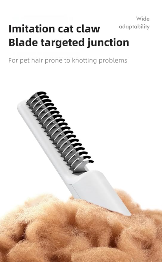 Pet Grooming Comb，Thinning & Detangling Brush with Cat-Claw Inspired Blades - Safe Dematting Tool for Long-Haired Cats/Dogs, Ergonomic Grip, Summer Cooling Solution
