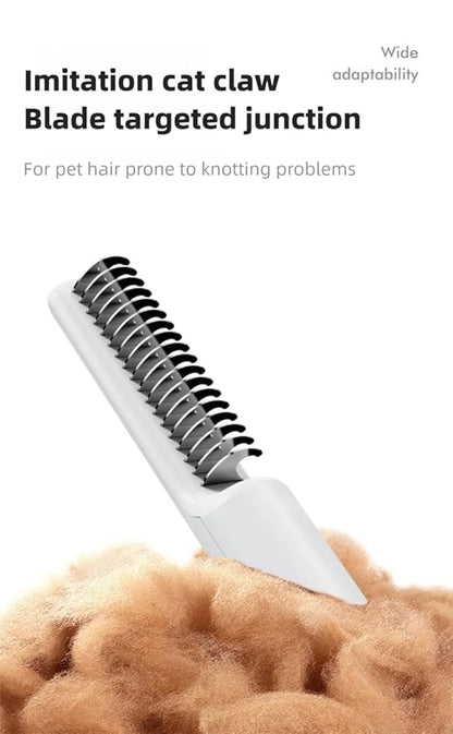 Pet Grooming Comb，Thinning & Detangling Brush with Cat-Claw Inspired Blades - Safe Dematting Tool for Long-Haired Cats/Dogs, Ergonomic Grip, Summer Cooling Solution
