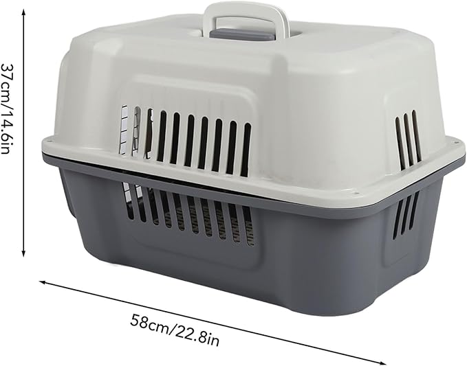 FILFEEL Lockable Hard Plastic Dog Carrier with Ventilated Design, Spacious Travel Pet Carrier for Small Dogs and Cats - Foldable Handle for Easy Carrying