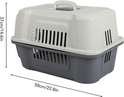 FILFEEL Lockable Hard Plastic Dog Carrier with Ventilated Design, Spacious Travel Pet Carrier for Small Dogs and Cats - Foldable Handle for Easy Carrying