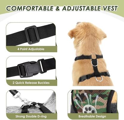 Lukovee Dog Seat Belt for Car, Adjustable Dog Car Harness for Large Medium Small Dogs, Soft Padded & Breathable Mesh Dog Seatbelt with Car Strap and Carabiner (Lime Green,S)