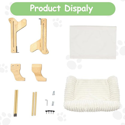 cat Window Perch for Indoor Cats Large Window Hammock with Washable Cover Suitable for All Seasons cat Window Bed for Adults Cats and Kittens(White)