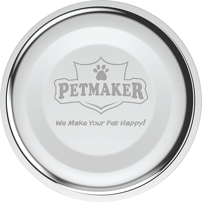 Set of 2 Stainless Steel Dog Bowls - 40oz Pet Bowls with Decorative Dog Food Stand - Metal Food and Water Dishes for Large Pets - Puppy Essentials by PETMAKER (Silver/Black)