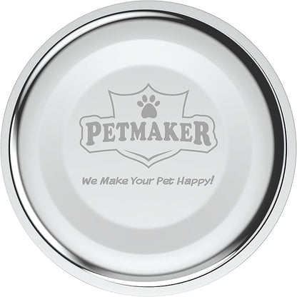 Set of 2 Stainless Steel Dog Bowls - 40oz Pet Bowls with Decorative Dog Food Stand - Metal Food and Water Dishes for Large Pets - Puppy Essentials by PETMAKER (Silver/Black)