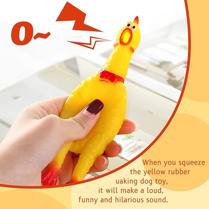 20 Pcs Rubber Chicken,Screaming Chicken,Squeeze Chicken,Yellow Rubber Squawking Dog Toys,Prank Novelty Noise Toy