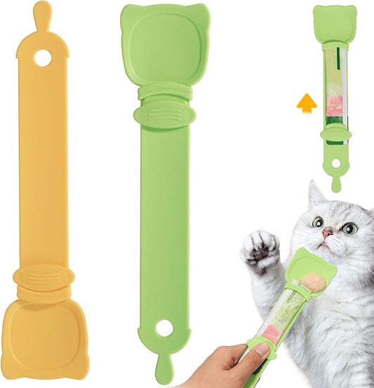 Cat Treat Spoon Squeeze, Sliding Kitten Strip Feeder Suitable for Puree and Delectables Bisque Lickable Wet Cat Treats, 2Pcs Pet Food Dispenser for Puppies Small Pets