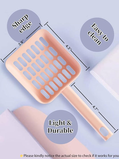 Cat Litter Scooper with Caddy Holder, Cat Scooper for Litter Box with Stand, A Nice Addition to cat Litter Tray Box, Store The cat Litter Scoop When not in use, Modern, Durable and Cute -Light Pink