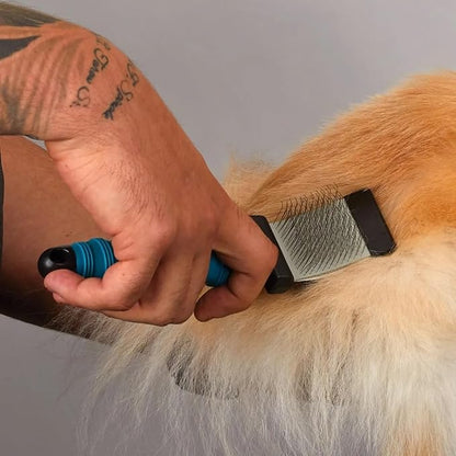 Ergonomic Double Sided Flexible Slicker Brushes for Dog Cat Pet Pro Grooming or Home Use (Set of Both Brushes)