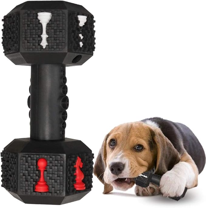 Dog Chew Toys for Aggressive Chewers Indestructible Dog Toys Tough Natural Rubber Dumbbell Toy for Small Medium Large Dogs Large Black