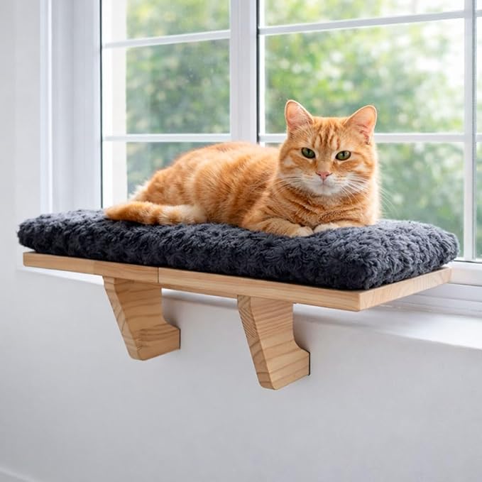 Cat Window Bed - Cozy Window Perch for Cats Inside - Stylish Cat Furniture with Soft Cushion, Perfect Kitten Bed & Cama para Gatos for Sunbathing, Hamaca para Gatos