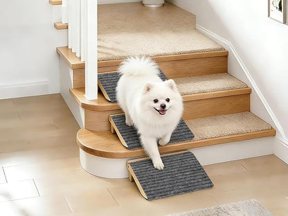 3 Pack Dog Ramp for Stairs, Anti-Slip Pet Step for Small Dogs with Soft Carpet Surface, Folding Portable Indoor/Outdoor Pet Steps for Stairs, Dog Stairs for Senior/Arthritis Dogs (Pet Firendly)