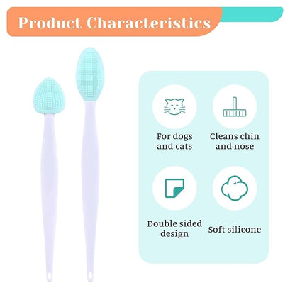 4Pcs Cat Acne Brush Set, Chin Treatment, Black Seed Exfoliating Brush, Dual Sided Silicone Brush for Chin Acne and Blackhead Exfoliation