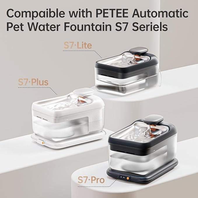 6-Pack Replacement Filters for PETSEE S7 Series Automatic Pet Water Fountain – Triple Filtration System, Removes Impurities & Hair, Easy to Use, Replace Every 4 Weeks