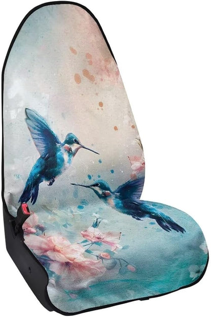 Coldinair Hummingbird Floral Towel Car Seat Cover for Men,Sweat Car Seat Protector After Workout,Gym,Swimming,Anti-Slip Universal Car Seat Covers for Truck,Van,SUV