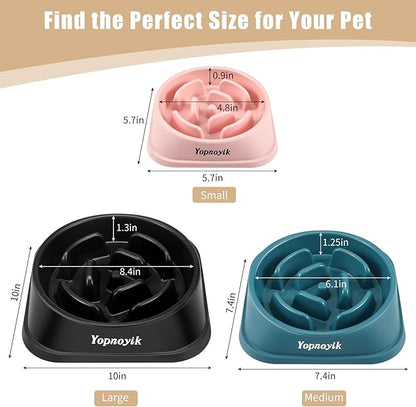 Slow Feeder Dog Bowls for Healthy Eating, Non-Slip and Anti-Choking Design, Reduces Bloating & Overeating for Medium Dogs and Cats, Easy to Clean