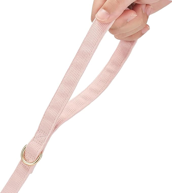 Soft Corduroy Fibric Dog Leash, 5 Feet Length Lead with Heavy Duty Rotating Hook, for Medium Large Dogs.(M,Light Pink)