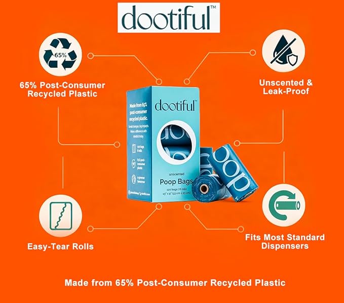Dog Poop Bags - 240 Unscented Bag, 65% Recycled Materials, Tear Resistant Pet Bags for Poop - 16 Rolls, 100% Leak Proof - Extra Thick, Eco-Friendly Doggie Waste Bags for Hassle-Free Cleanup - Outdoor