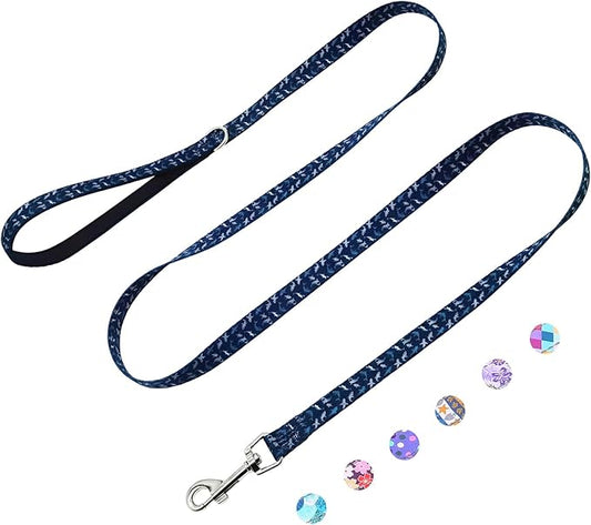 Dog Leash for Small Dogs, 5ft Dog Lead with Padded Handle, Soft Nylon Dog Leash for Walking, Deep Blue Shark