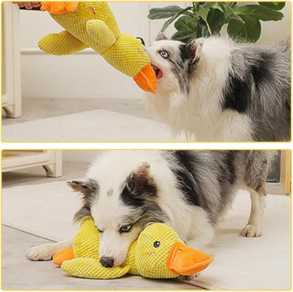 2024 New Quack-Quack Duck Dog Toy, Durable The Mellow Dog Calming Duck Dog Toy, Yellow Stuffed Dog Cat Pet Squeak Chew Toys for Dogs Indoor Puppy (C)
