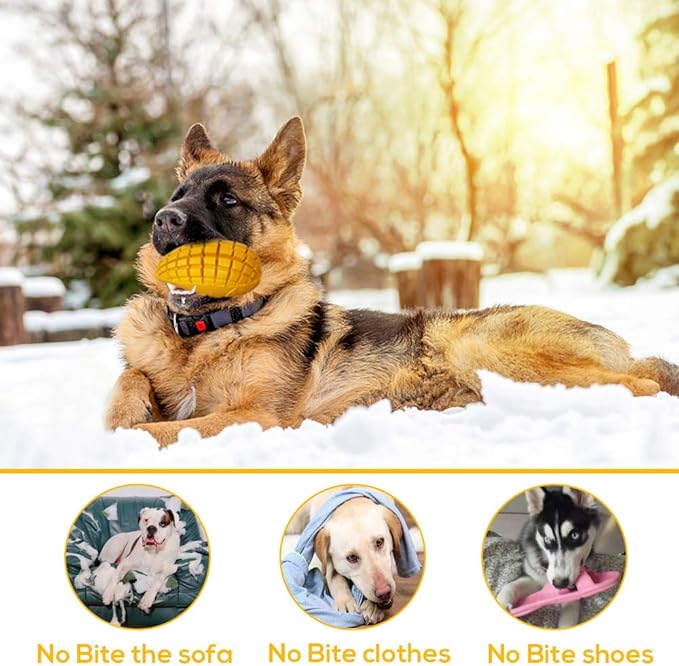 Upgrade Mango Dumbbells Dog Chew Toys for Aggressive Chewers Large Dogs, Indestructible Tough Dog Toys Interactive Durable with Mango Scent, Dental Clean Highly Bite Resistant