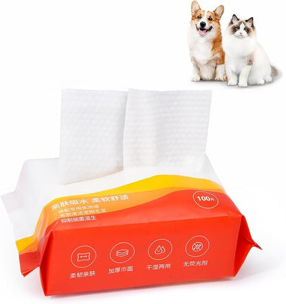 Petgravity Pet Cotton Tissue for Pet Cleaning Brush Cats Dogs Wipes for Pet Paw Eye Stains Ear Coat Extra Strong Soft Portable