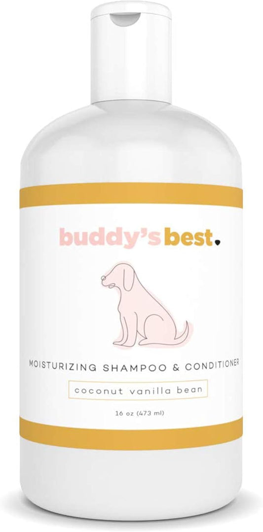 Buddy's Best Dog Shampoo for Smelly Dogs - Dog Shampoo and Conditioner for Dry and Sensitive Skin - Moisturizing Puppy Wash Shampoo, Coconut Vanilla Bean Scent, 16oz