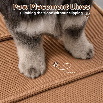 Dog Stairs,15.7"H 4-Step Dog Steps for Bed,Couch & Car,Non-Slip Pet Stairs/Ramp with Highly Supportive Foam & Removable Fabric Cover,Durable & Portable Pet Ramps for Small to Large Dogs (Red) - Image 3