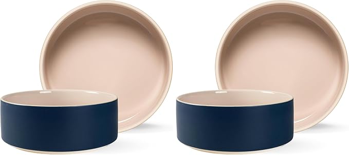 Fringe Studio Minimal Midnight Medium Stoneware Pet Bowl, PetShop Collection (479108) (Pack of 2)