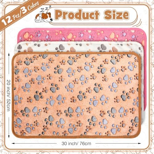 Tegeme 12 Pcs Puppy Blanket for Cat, 30 x 20 Inch, Pink,Beige,Camel - Image 2
