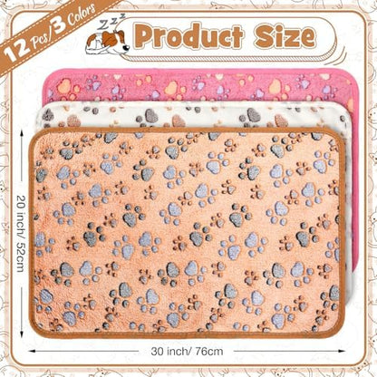 Tegeme 12 Pcs Puppy Blanket for Cat, 30 x 20 Inch, Pink,Beige,Camel - Image 2
