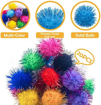 PET SHOW 20 Pack Cat Toys Sparkle Ball 1.77inch for Indoor Cats Kitten - Image 3