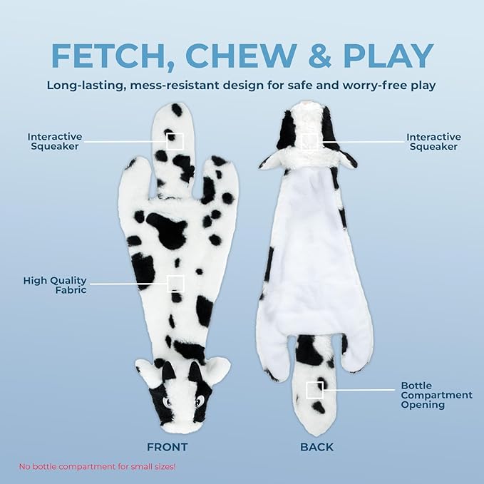 Best Pet Supplies Squeaky Dog Toys with Soft Durable Fabric for Small, Medium and Large Pets Interactive Toy for Indoor Play, Supports Active Biting and Play - Cow, Monkey, Small