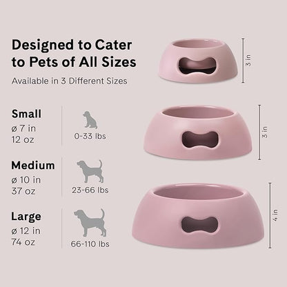 United Pets Pappy Dog Bowl for Dogs and Cats | BPA Free Premium Water and Food Pet Bowls Feeder for Small to Medium Pets | Eco Friendly & Pet Safe Food Grade Materials | Made in Italy | Pink -12 Oz
