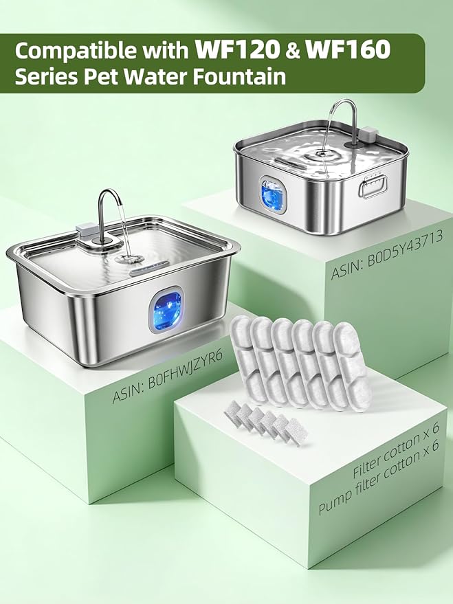 Dog Water Fountain Stainless Steel, 12L/16L Large Pet Water Fountain for Dogs, Dog Water Bowl Dispenser with Water Level Window & LED Light, Super Quiet for S-L Dogs and Multi-Pet (Filters)