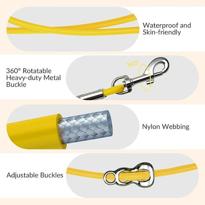 8.2ft Hands Free Dog Leash,Versatile Waist & Crossbody Lead for Medium Dogs,Waterproof & Adjustable for Running Jogging Walking, 360° Swivel Metal Buckle (Yellow)