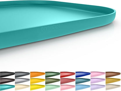 Silicone Pet Feeding Mat with Raised Edge for Food and Water, Dog Bowl Mats, Cat Bowls Placemat with High Lip for Floor Waterproof, Rubber Tray for Cats and Dogs 19 x 12 x0.7 Dark Turquoise