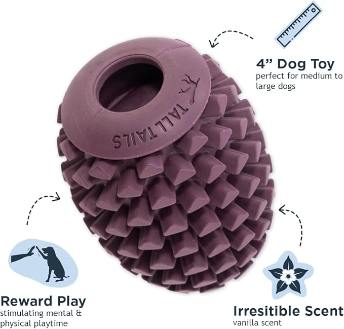 Tall Tails Pinecone Natural Rubber Reward Toy for Dogs - Use for Spreadables Treats and Kibble Play