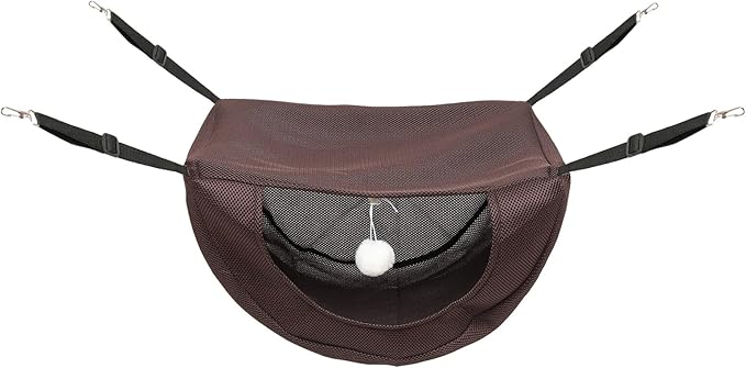Milisten Small Animals Hanging Nest Cat Hammock Bed, Breathable Sandwich Mesh Material, Coffee Color, Size S, Machine Washable Pet Rest Hanging Bed for Indoor Cats and Kittens