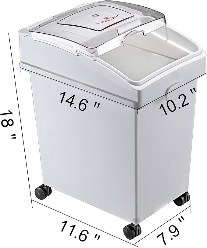 VEVOR Ingredient Bin, 5.2 Gallons Capacity Ingredient Storage Bin, 3 Pcs/Set, PP Material Flour Bins On Wheels, White Shelf Ingredient Bin with Scoop and Sliding Lid, Commercial Storage Bins