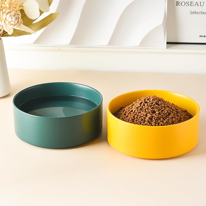 6'' Ceramic Dog Bowl - 30Oz Classic Dogs Food & Water Bowl for Small and Medium Breed Dogs, Heavy Duty Non-Slip Dog Dishes, Food Grade Stoneware Pet Bowl, Dishwasher & Microwave Safe, Yellow