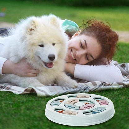 Dog Puzzle Slow Feeder Toy,Puppy Treat Dispenser Slow Feeder Bowl Dog Toy,Dog Brain Games Feeder with Non-Slip, Improve IQ Puzzle Bowl for Puppy(Blue), FUYM