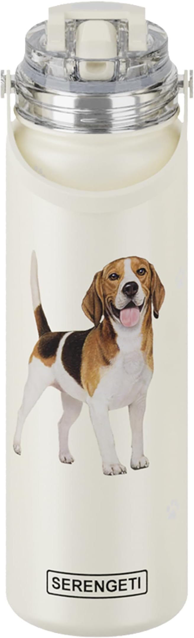 SERENGETI 24 Oz Water Bottle Stainless Steel with Spill Proof Lid - Double walled Vacuum Insulated water flask - Realistic 3D Print of your favorite dog (Beagle)