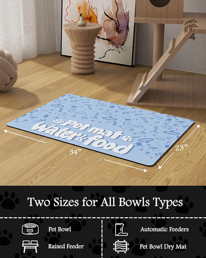 Pet Feeding Mat-Absorbent Dog Mat for Food and Water Bowl-No Stains Quick Dry Dog Water Dispenser Mat